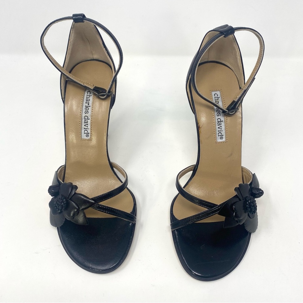 Charles David Floral Applique Ankle Strap Heel Sandal - Picture 4 of 12